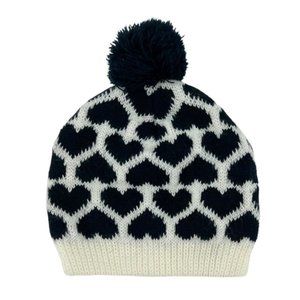 Oshkosh B'gosh | Girl's Winter Hat | White & Navy | Hearts | Size 4-6X